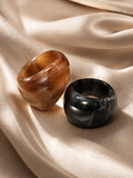 Obsidian & Amber Ring