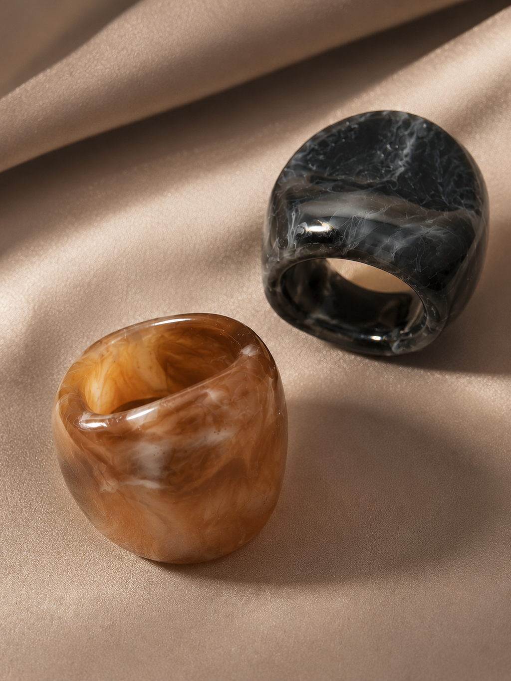 Obsidian & Amber Ring