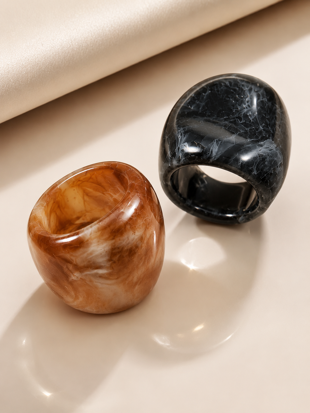 Obsidian & Amber Ring