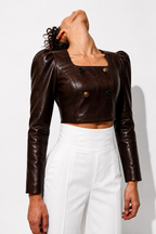 Architectural Cropped Leather Jacket