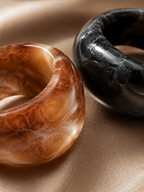 Obsidian & Amber Ring