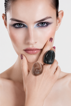 Obsidian & Amber Ring