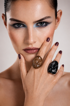 Obsidian & Amber Ring