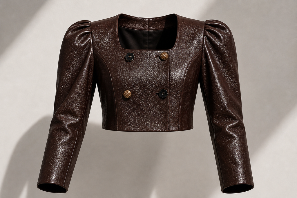 Architectural Cropped Leather Jacket