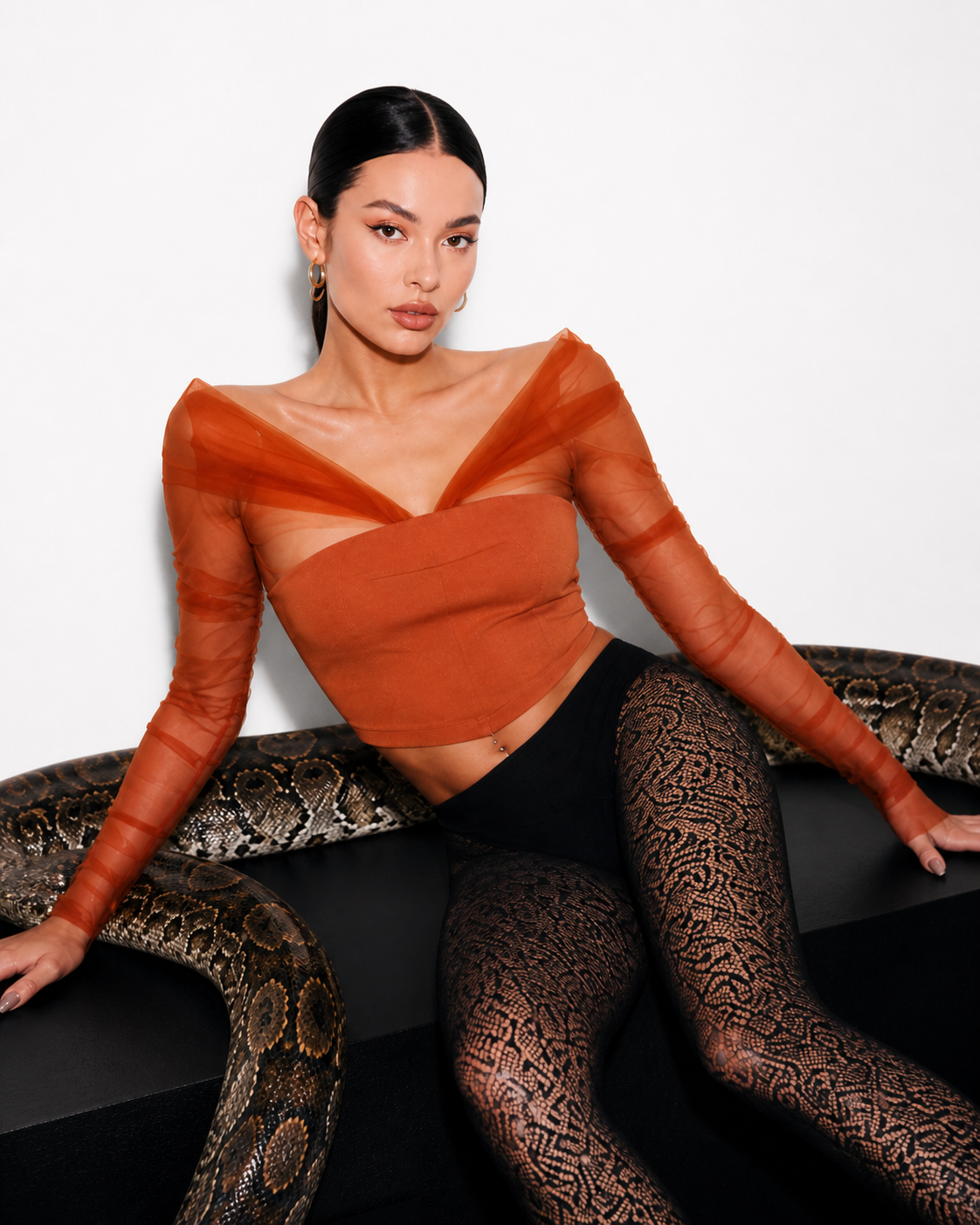 Terracotta Veil Couture Top