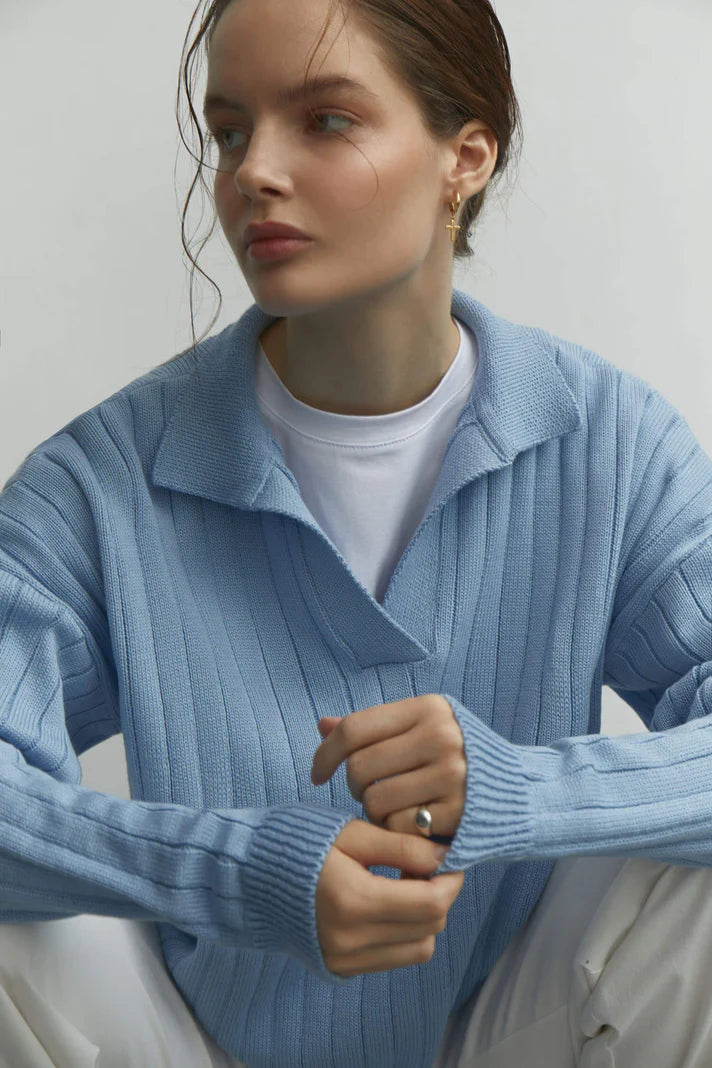 Knitted polo sweater