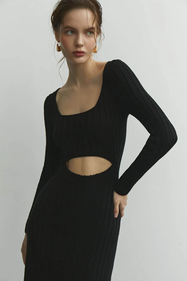 Jersey midi dress with open back