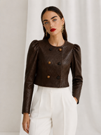 Architectural Cropped Leather Jacket