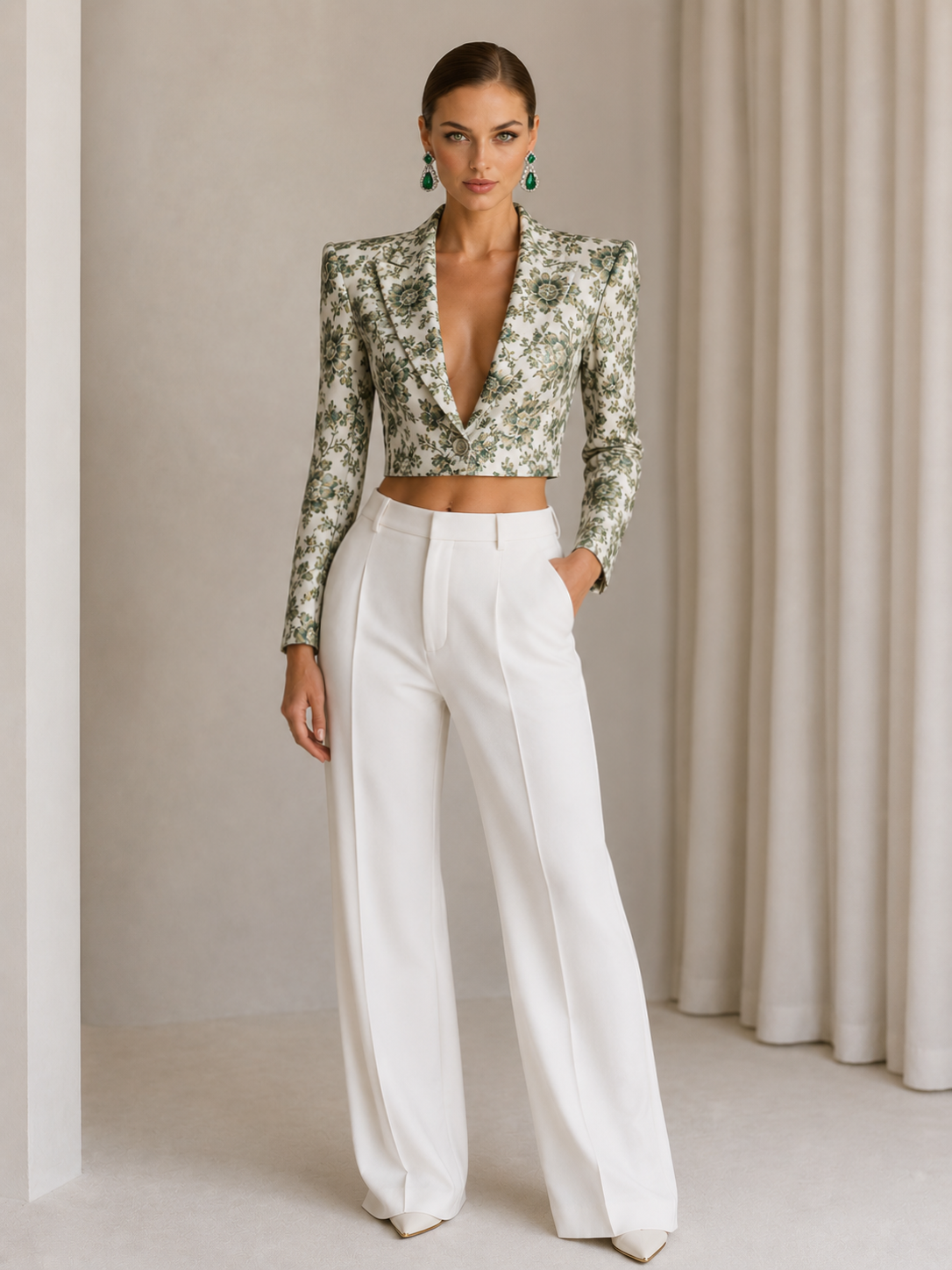 Exquisite Floral Jacquard Blazer