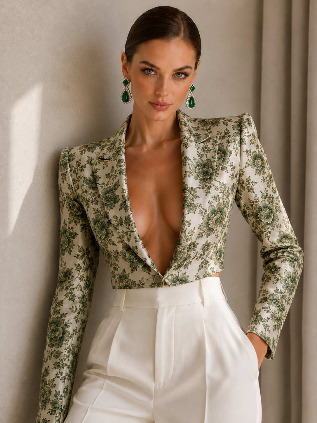 Exquisite Floral Jacquard Blazer