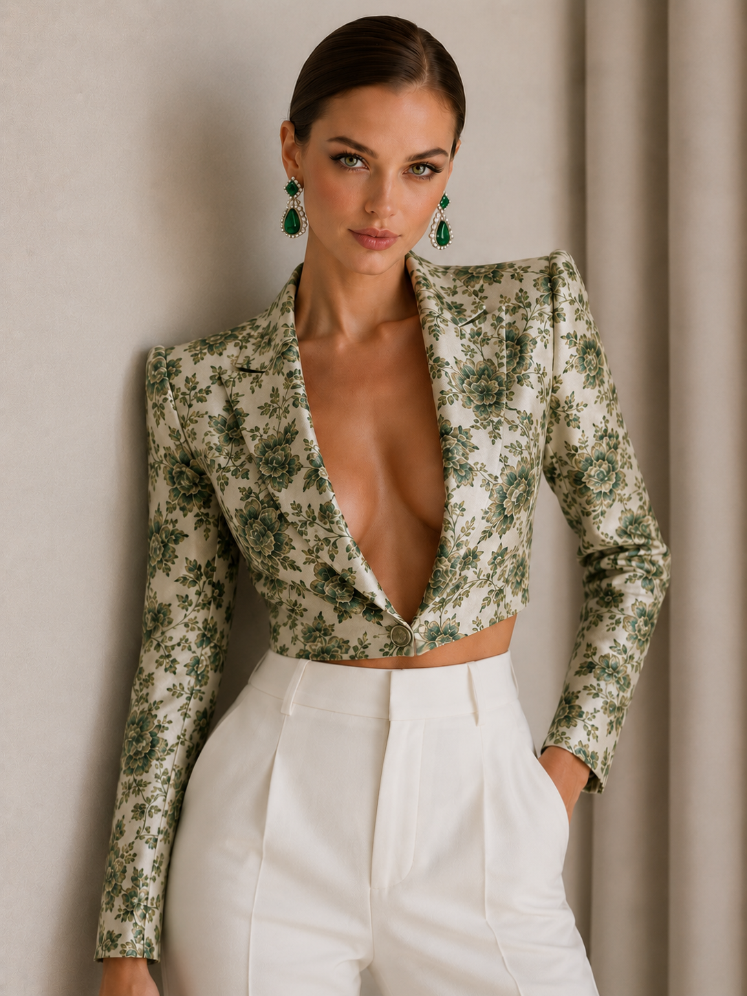 Exquisite Floral Jacquard Blazer