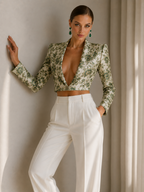 Exquisite Floral Jacquard Blazer
